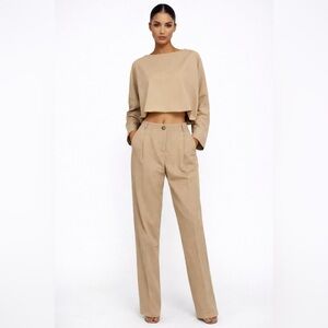 RIVIR Beige Two-Piece Blouse & Trouser Set (1178)